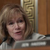FILE - In this Sept. 24, 2019, file photo, Sen. Tina Smith, D-Minn., speaks during an executive session of the Senate Health, Education, Labor and Pensions Committee on Capitol Hill in Washington. The House vote to impeach President Donald Trump shifts the action to the Senate, where Minnesota Democrats Amy Klobuchar and Smith have pledged to sit in judgment impartially on the charges against the president. Smith's likely opponent in the 2020 election, Republican former congressman Jason Lewis,