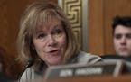 FILE - In this Sept. 24, 2019, file photo, Sen. Tina Smith, D-Minn., speaks during an executive session of the Senate Health, Education, Labor and Pen