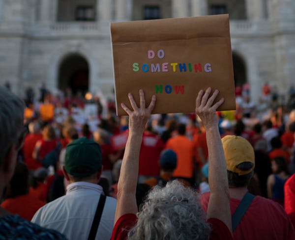 After the latest mass shootings in Ohio and Texas, Minnesotans rallied for gun safety at the State Capitol on Wednesday.
