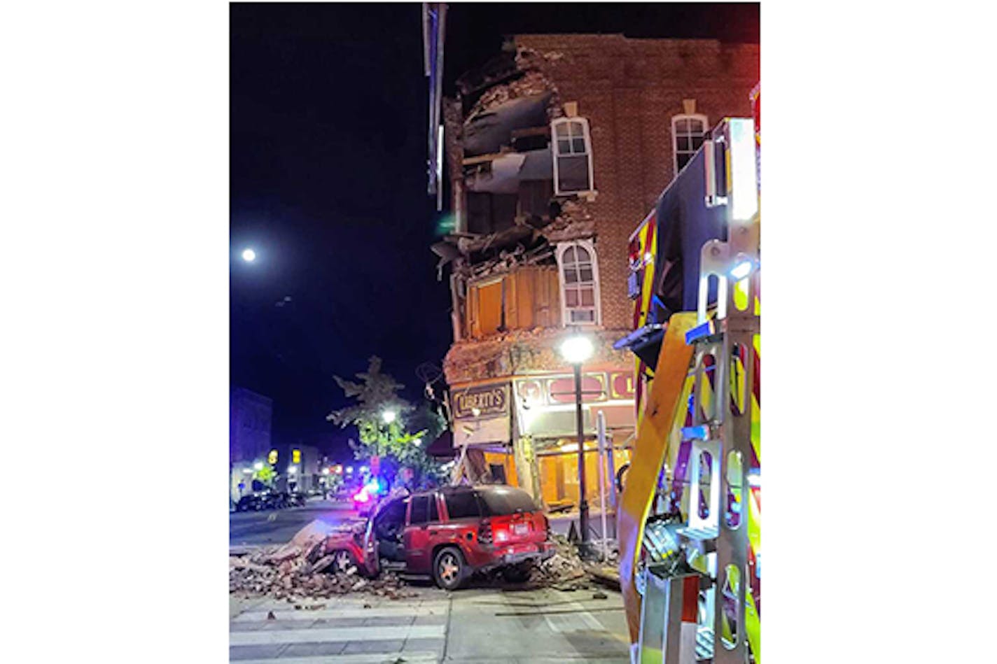 An SUV slammed into a historic building in downtown Red Wing, Minn., late Wednesday.