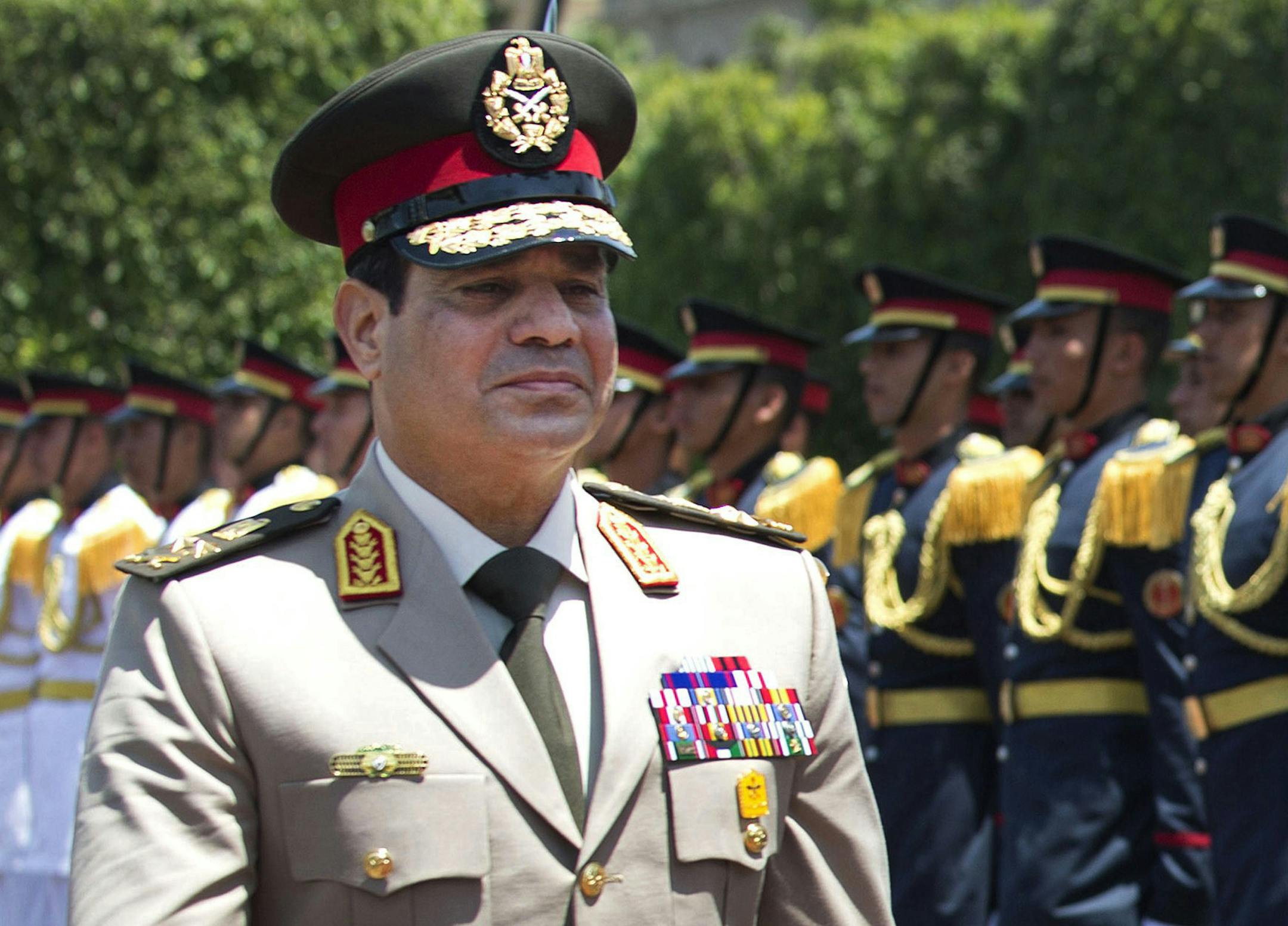 Abdel-Fattah el-Sissi reviewed honor guards in Cairo in April.