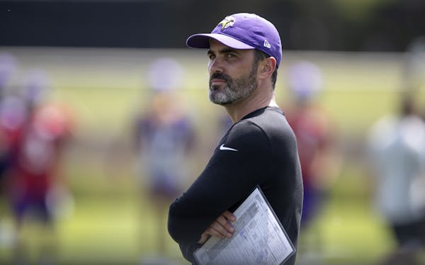 Vikings offensive coordinator Kevin Stefanski during training for Vikings rookies at TCO Performance Center Wednesday July,24 2019 in Eagan, MN.