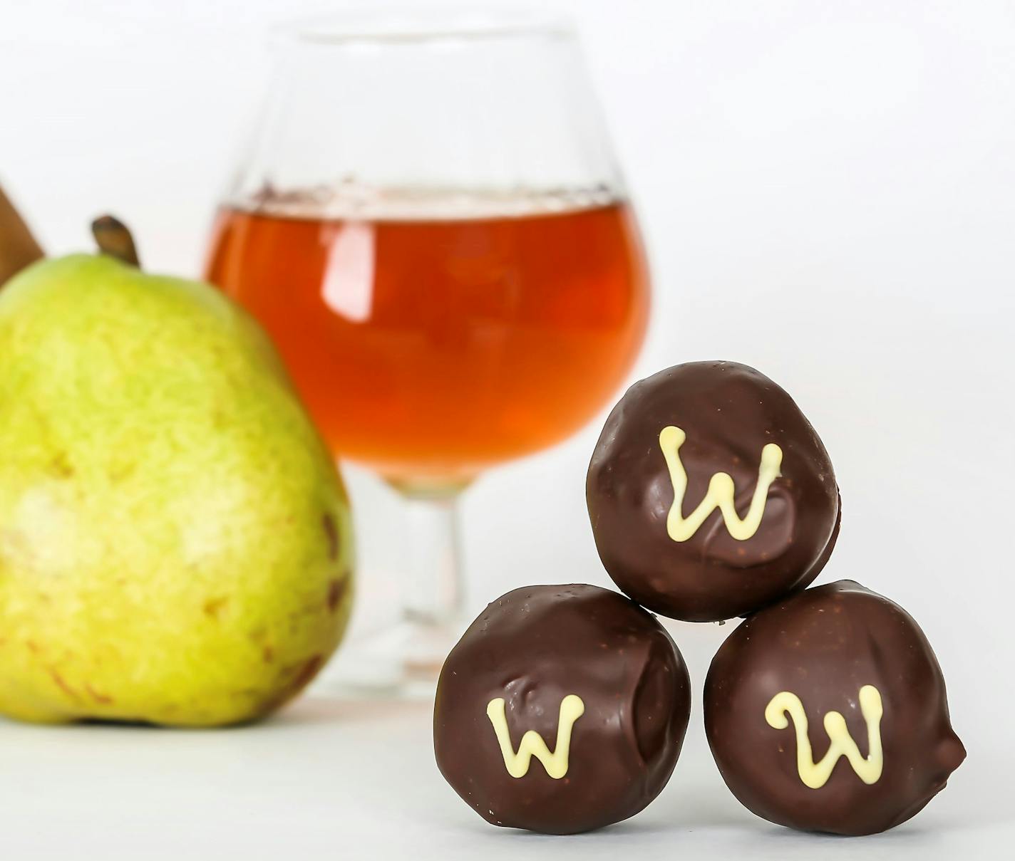 Pears William Truffles pair well with &#x2026;ph&#xc8;m&#xcb;re Pomme, a Belgian-wheat ale flavored with apples. Provided photo