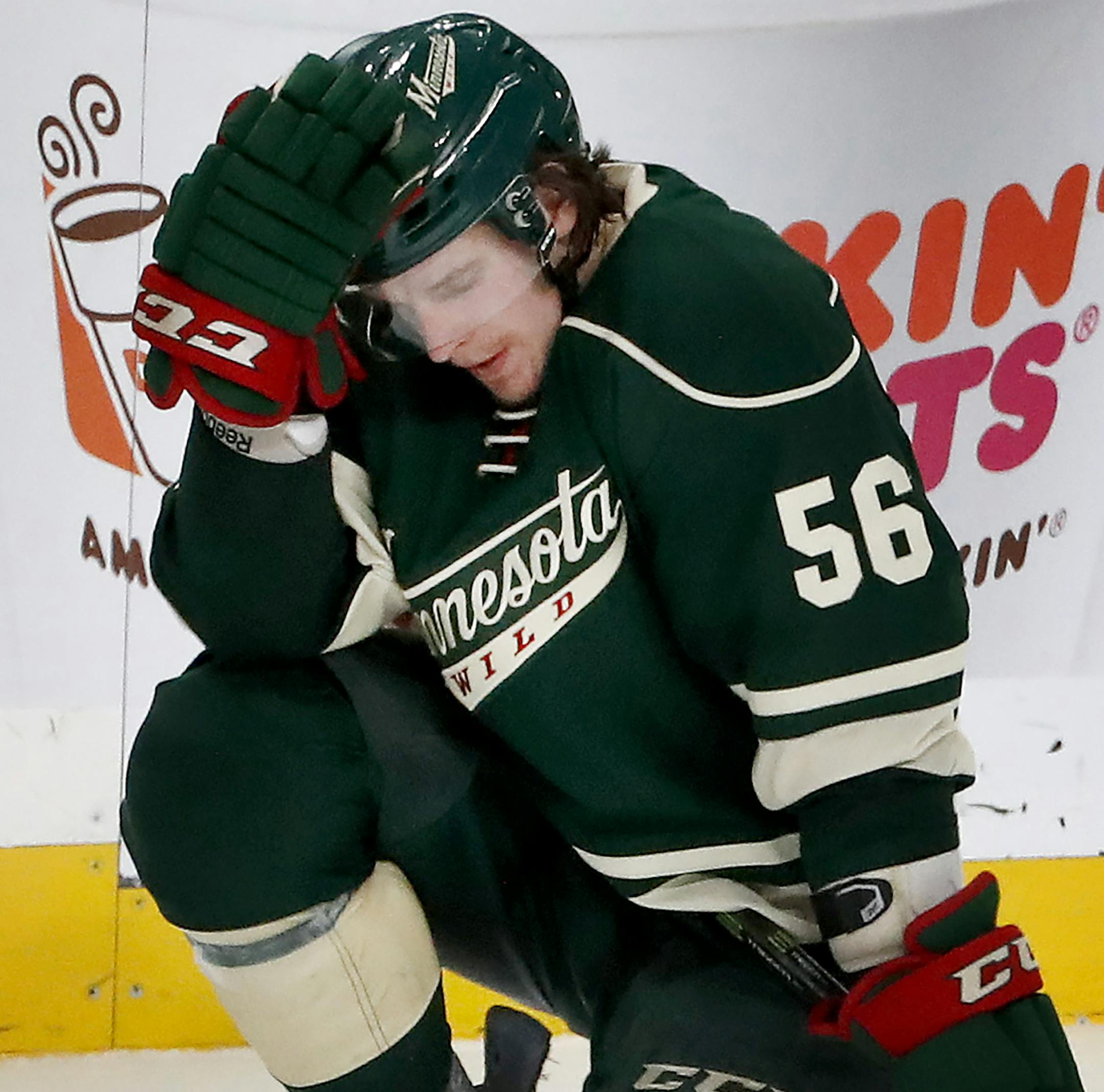 Erik Haula (56) at the end of the game. St. Louis Blues beat Minnesota 4-3. ] CARLOS GONZALEZ ï cgonzalez@startribune.com - April 22, 2017, St. Paul, MN, Xcel Energy Center, NHL, Stanley Cup Playoffs, Game 5, Minnesota Wild vs. St. Louis Blues