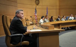 Sen. Glenn Gruenhagen, R-Glencoe, listens to the ethics complaint against him during a hearing before the Senate ethics subcommittee Tuesday.