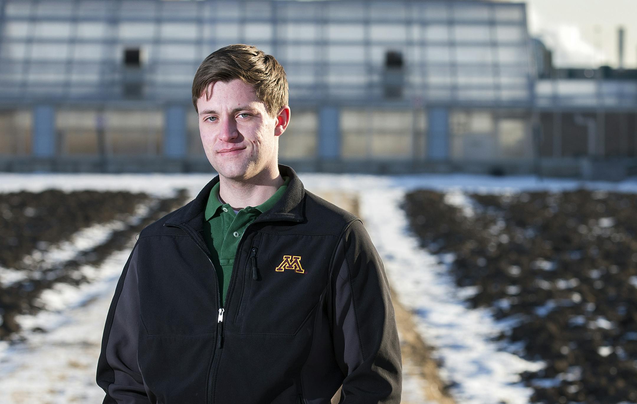 Adam Donkers, an agriculture business major at the University of Minnesota, poses at the St. Paul campus on Thursday, February 19, 2015. ] LEILA NAVIDI leila.navidi@startribune.com /