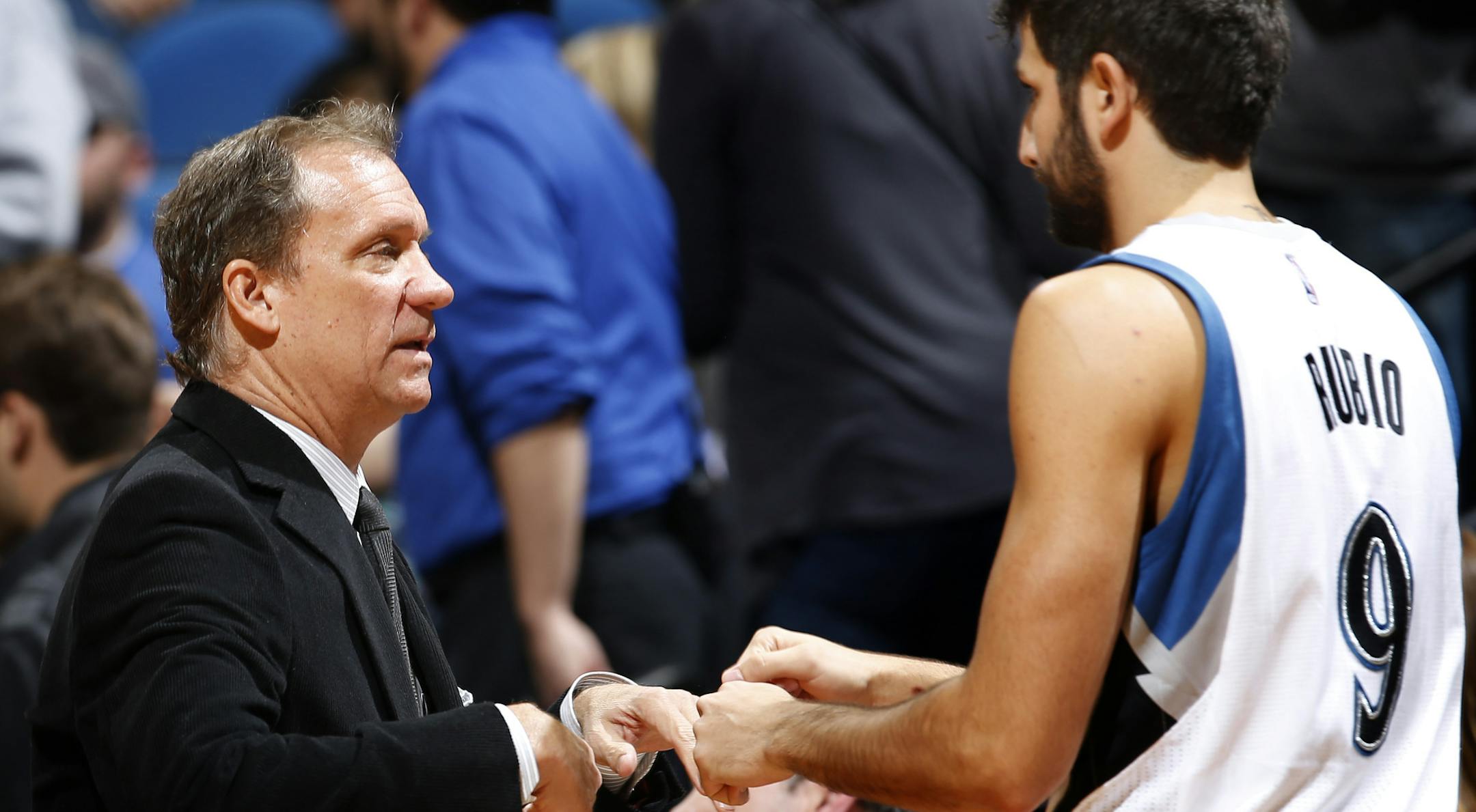 Ricky Rubio and the late Flip Saunders in 2014.