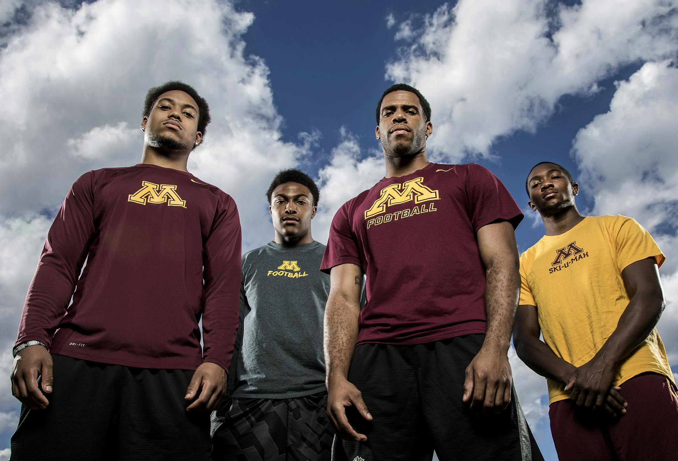 University of Minnesota Gophers - Antonio Johnson, Damarius Travis, Briean Boddy-Calhoun and Eric Murray. ] CARLOS GONZALEZ cgonzalez@startribune.com - July 29, 2015, Minneapolis, MN, University of Minnesota Gophers Football, The Gophers boast one of the best secondaries in the nation with four senior starters, cornerbacks Eric Murray and Briean Boddy-Calhoun, and hard-hitting safeties Antonio Johnson and Damarius Travis