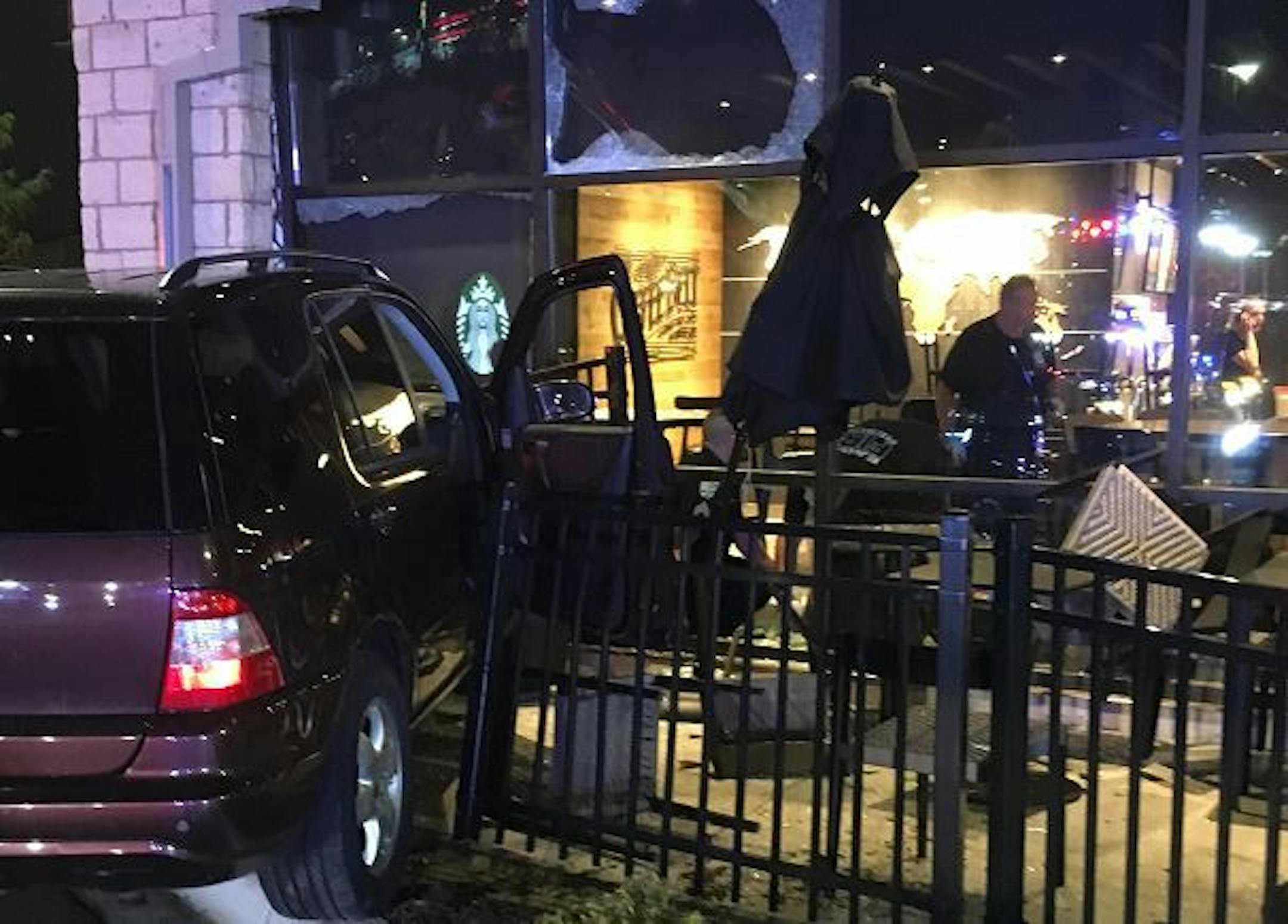 An SUV rammed into a Starbucks outlet Monday night in Eagan. Credit: Eagan Police Department