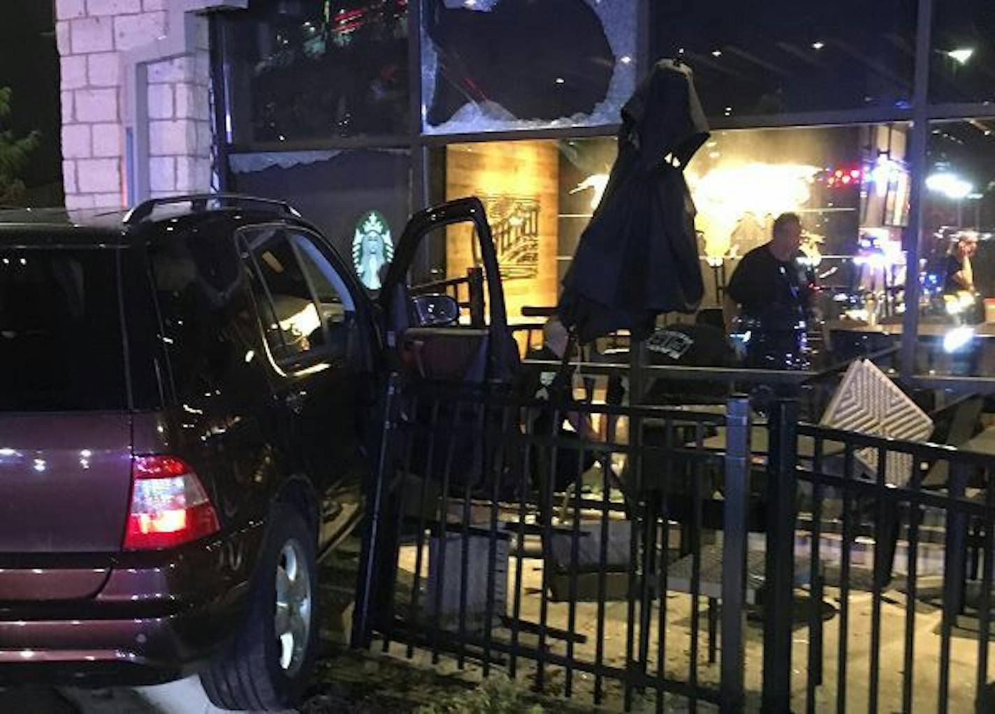 An SUV rammed into a Starbucks outlet Monday night in Eagan. Credit: Eagan Police Department