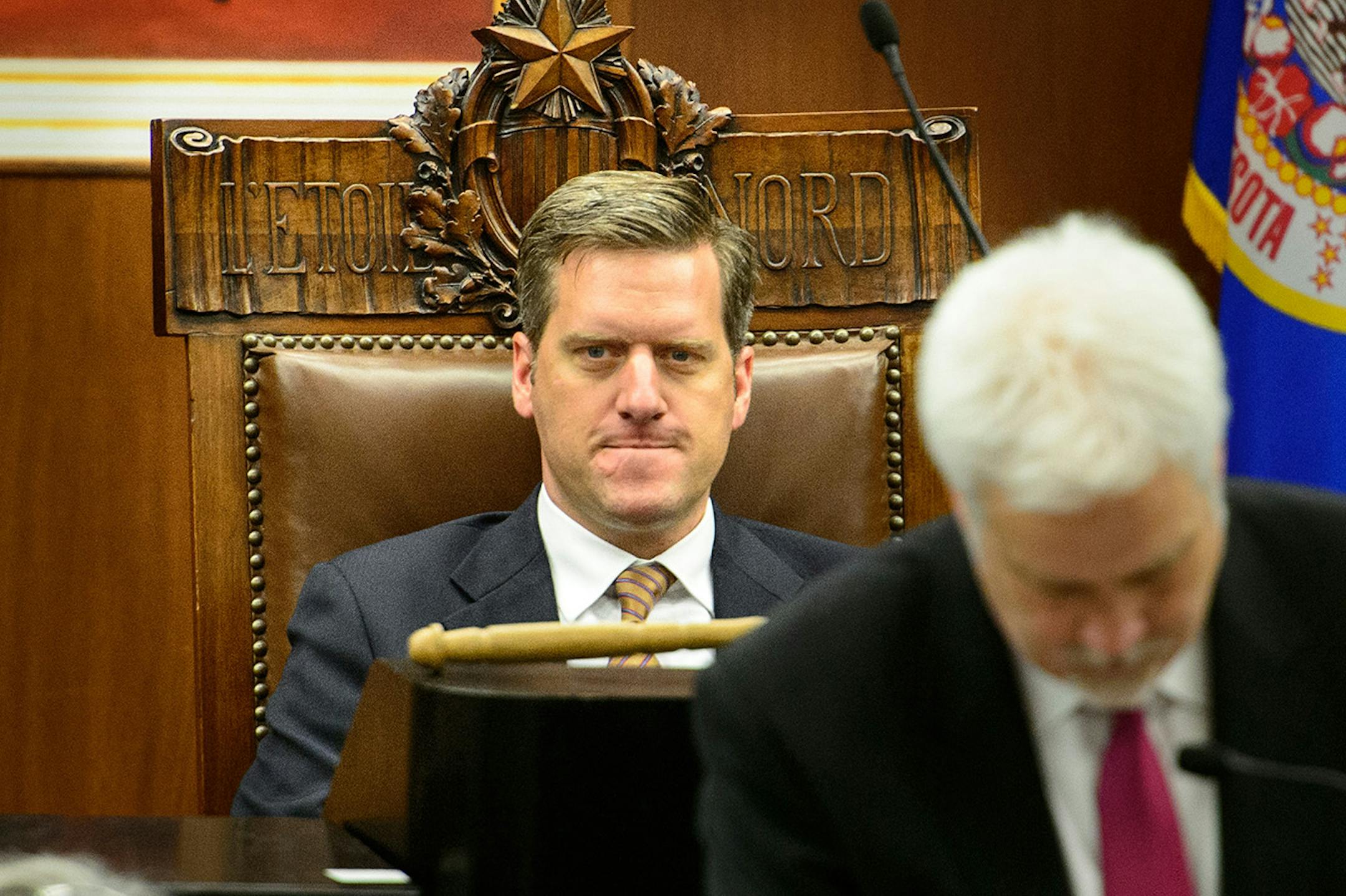 House Speaker Daudt presided over the special session. His speaker's chair was brought out of storage for the day.
