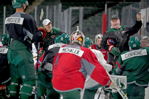 Minnesota Wild head coach Bruce Boudreau during practice earlier in training camp.