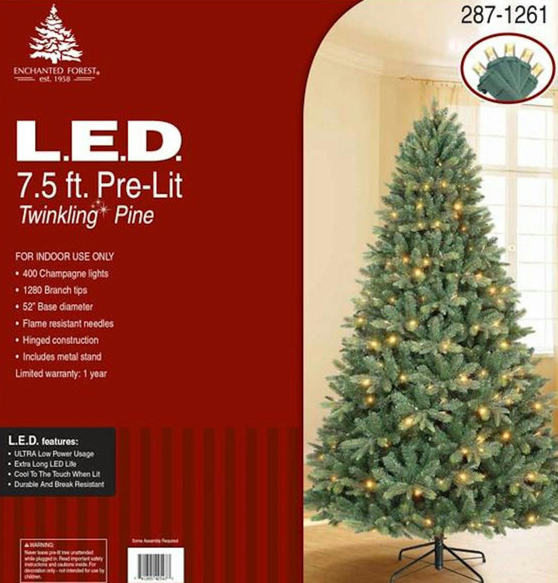 Menards has recalled a 7.5-ft. pre-lit artificial Christmas tree that poses a fire hazard. The tree&#x201a;&#xc4;&#xf4;s lights can &#x201a;&#xc4;&#xfa;overheat and melt, posing fire, burn and shock hazards&#x201a;&#xc4;&#xf9; according to Seasonal Specialties of Eden Prairie, which distributed the Chinese-made twinkling pine. Photo: Menards