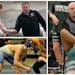 Clockwise from top left: Mounds View head coach Dan Engebretson, Mounds View assistant coach Marty Morgan and Woodbury wrestler Alex Braun were honore