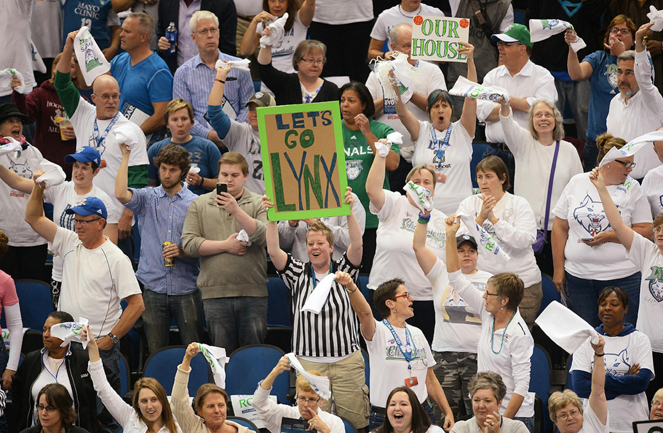 Minnesota Lynx fans cheer during the first half.