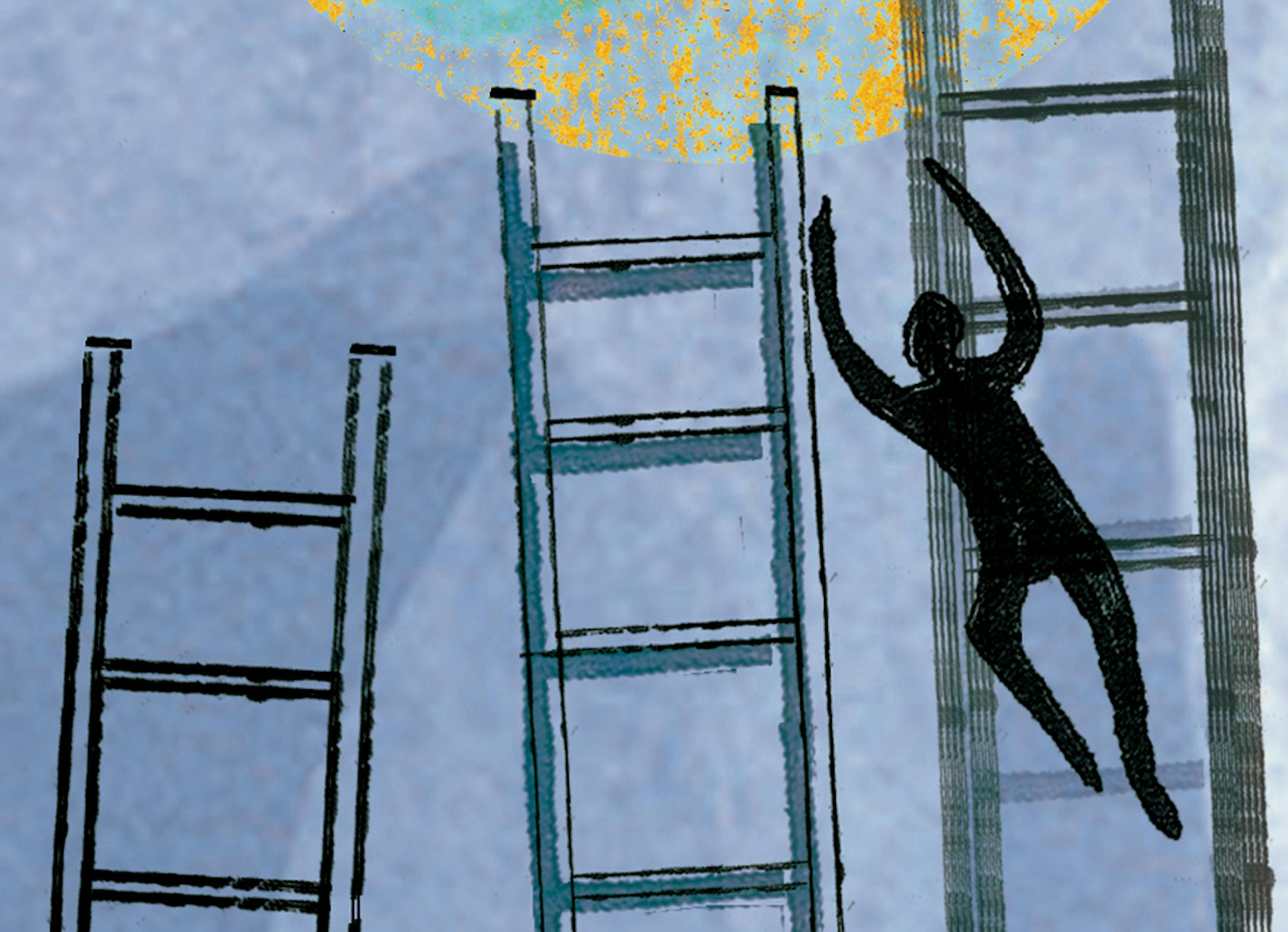 Illustration: Climbing out of poverty.