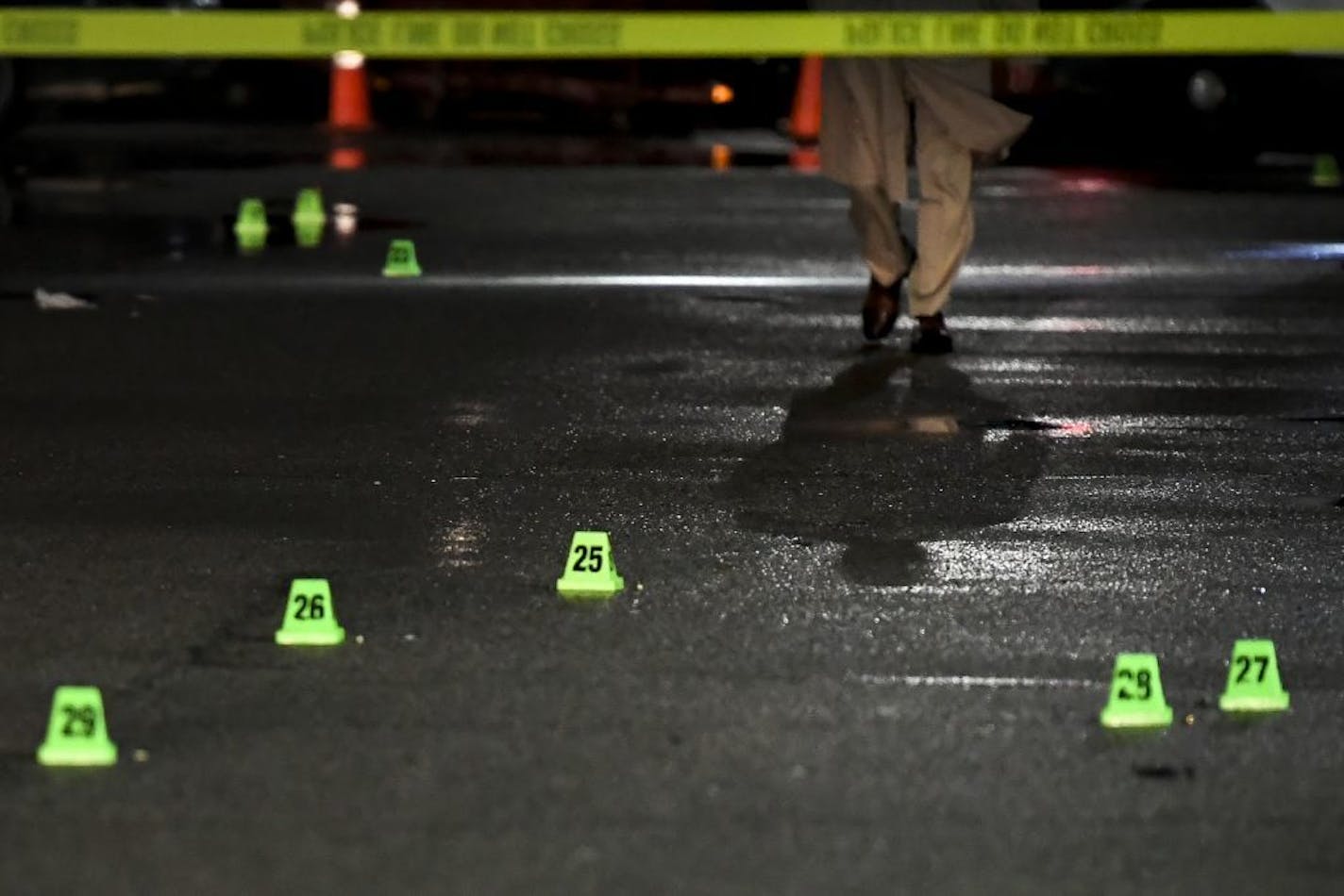 Investigators worked the scene of a homicide on Wednesday, Oct. 2, 2019 at the Cedar 94 apartment complex in Minneapolis, Minn.