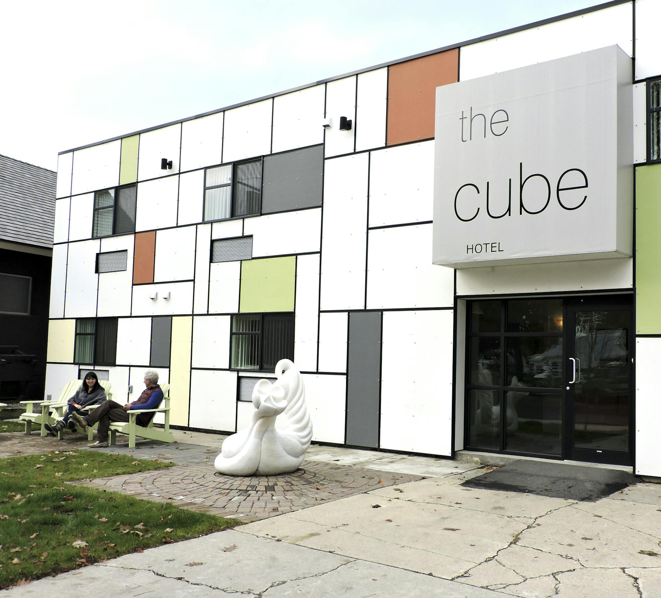 -- PHOTO MOVED IN ADVANCE AND NOT FOR USE - ONLINE OR IN PRINT - BEFORE JAN. 18, 2015. The front of The Cube, A new take on the hostel experience near Revelstoke Mountain Resort in British Columbia for skiers and boarders who don’t need a lot of frills. The Cube fancies itself a newer, hybrid take on lodging, offering fewer comforts than a regular hotel, but more amenities than a hostel. (Sergio Schenone via The New York Times)