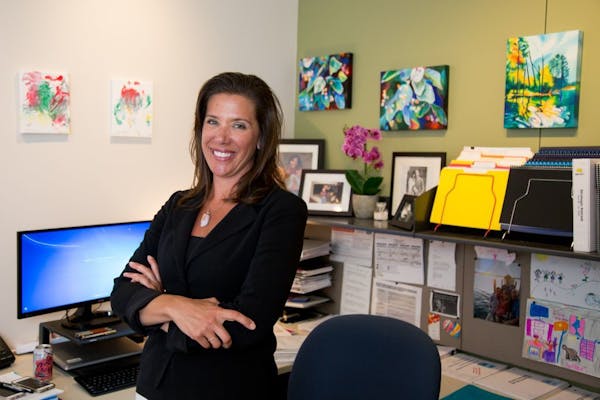 Best Buy CFO Corie Barry poses for a portrait in her office.