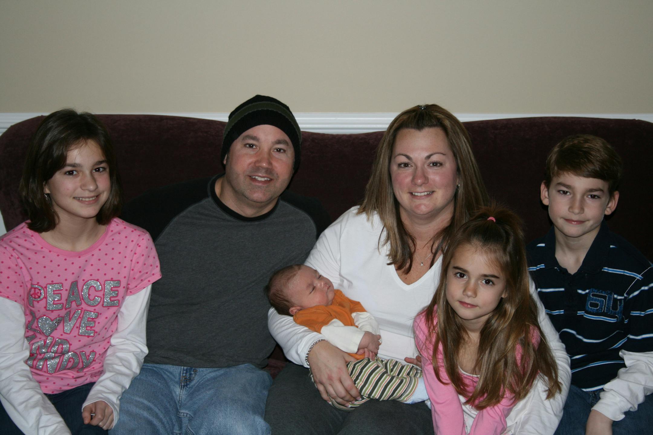 Cora, Rob, Jen with baby Jack, Taylor and Christian Dusek.