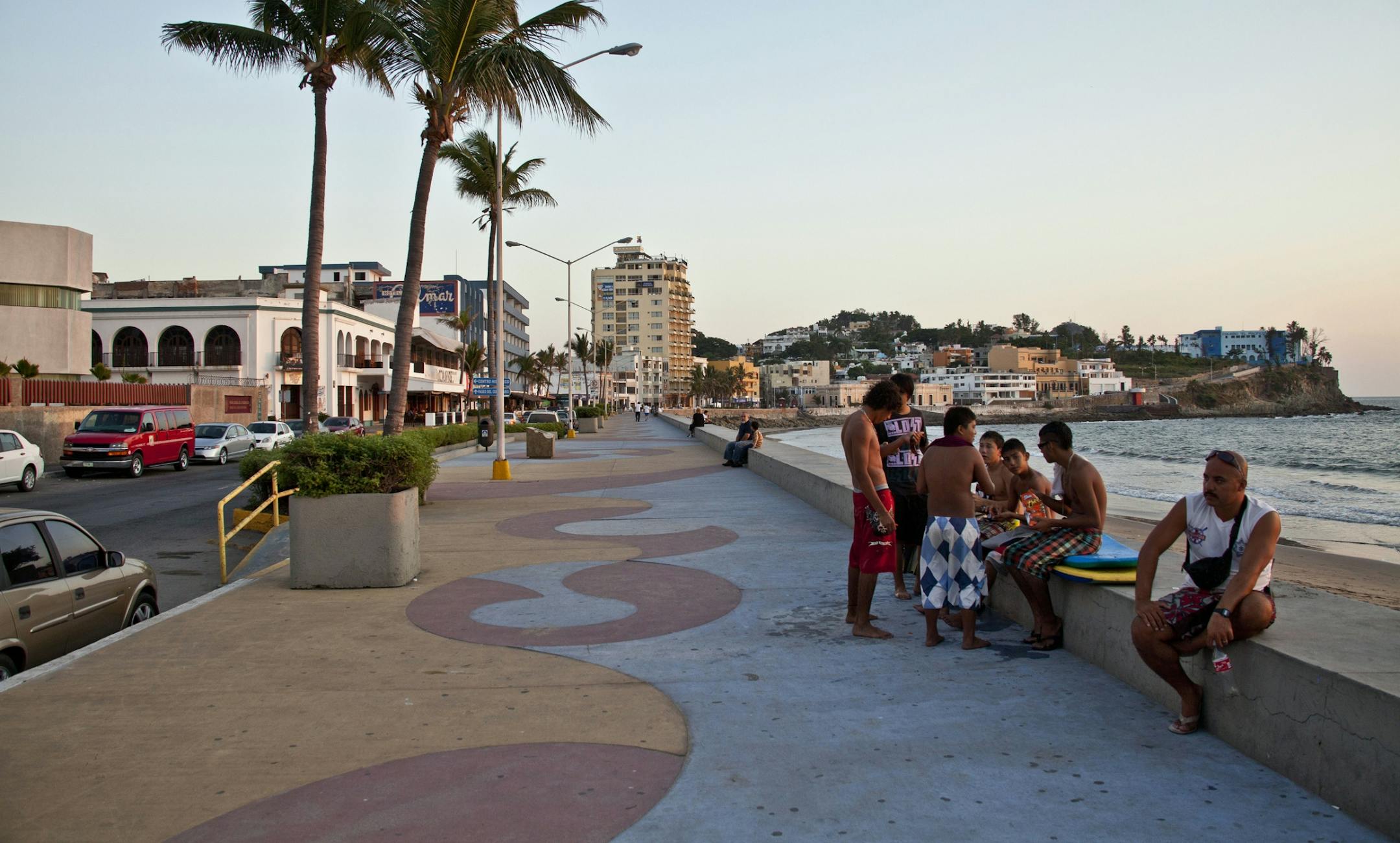 A quiet day on the Malecon, (the sea wall), beside the Pacific Ocean, Mazatlan, Mexico.
