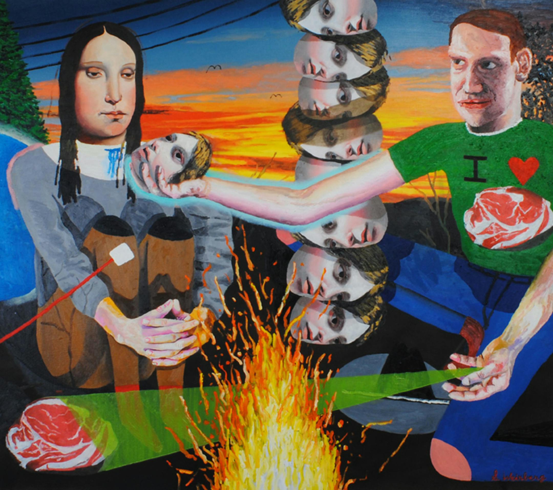 Provided by Soo Visual Arts Center Painting by Samual Weinberg from a series called ìMutable Dramas With Several Characters or Understanding The Pink Man.î