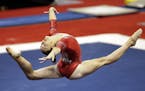 Little Canada's Maggie Nichols competed in the floor exercise at the U.S. women&#x2019;s gymnastic championships in Indianapolis in August.