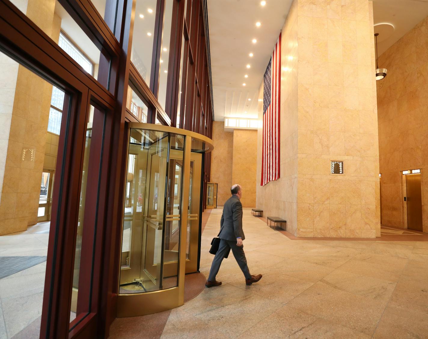 The inside of the Wells Fargo Center in downtown Minneapolis was photographed Wednesday, April 24, 2019. ] Shari L. Gross &#x2022; shari.gross@startribune.com Minneapolis has become a hotbed for office investors, some of which are new to the market. The Wells Fargo Center, which was recently purchased by Starwood Capital Group, will soon be renovated.