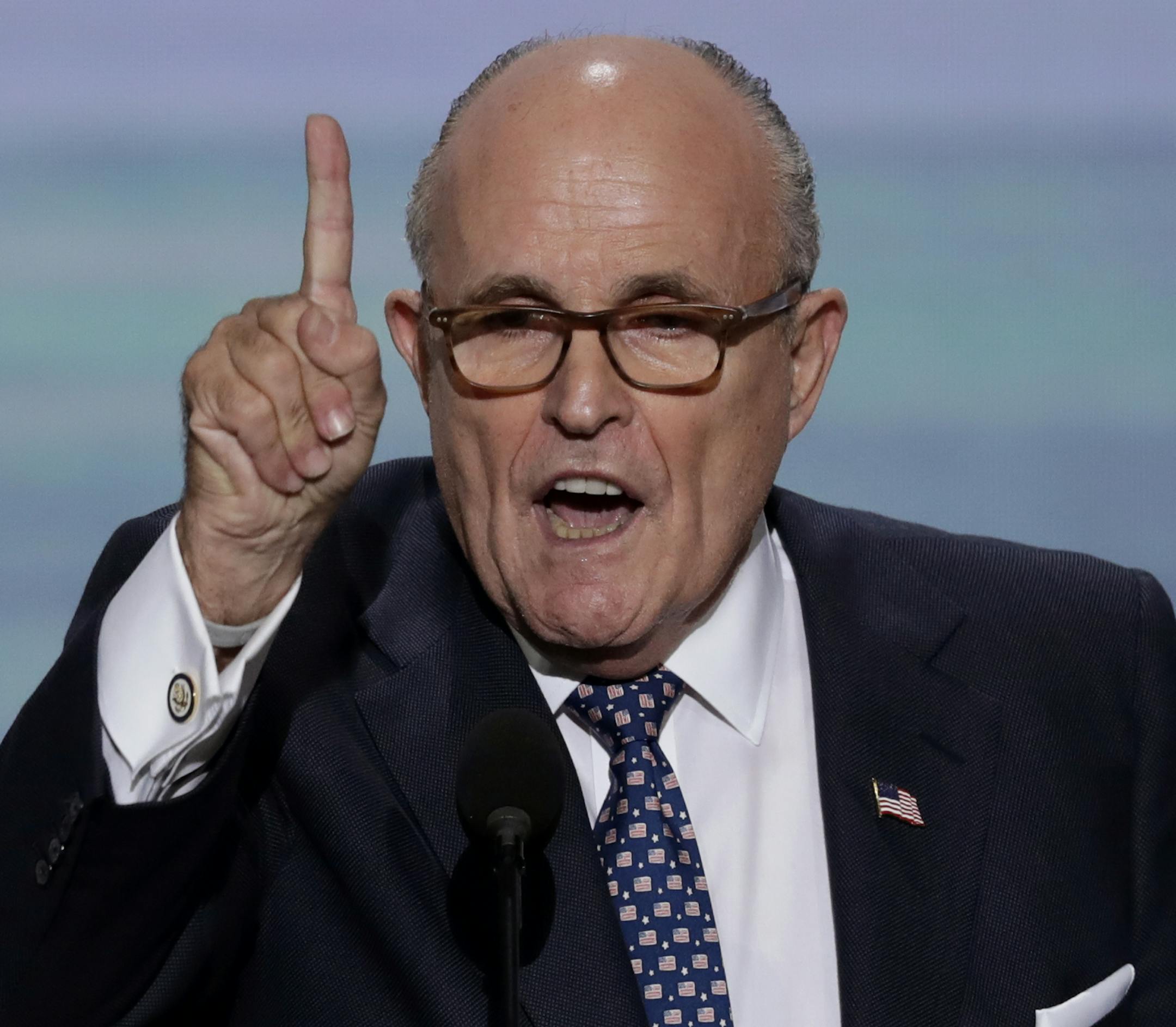 Former New York Mayor Rudy Giuliani speaks during the opening day of the Republican National Convention in Cleveland, Monday, July 18, 2016. (AP Photo/J. Scott Applewhite)