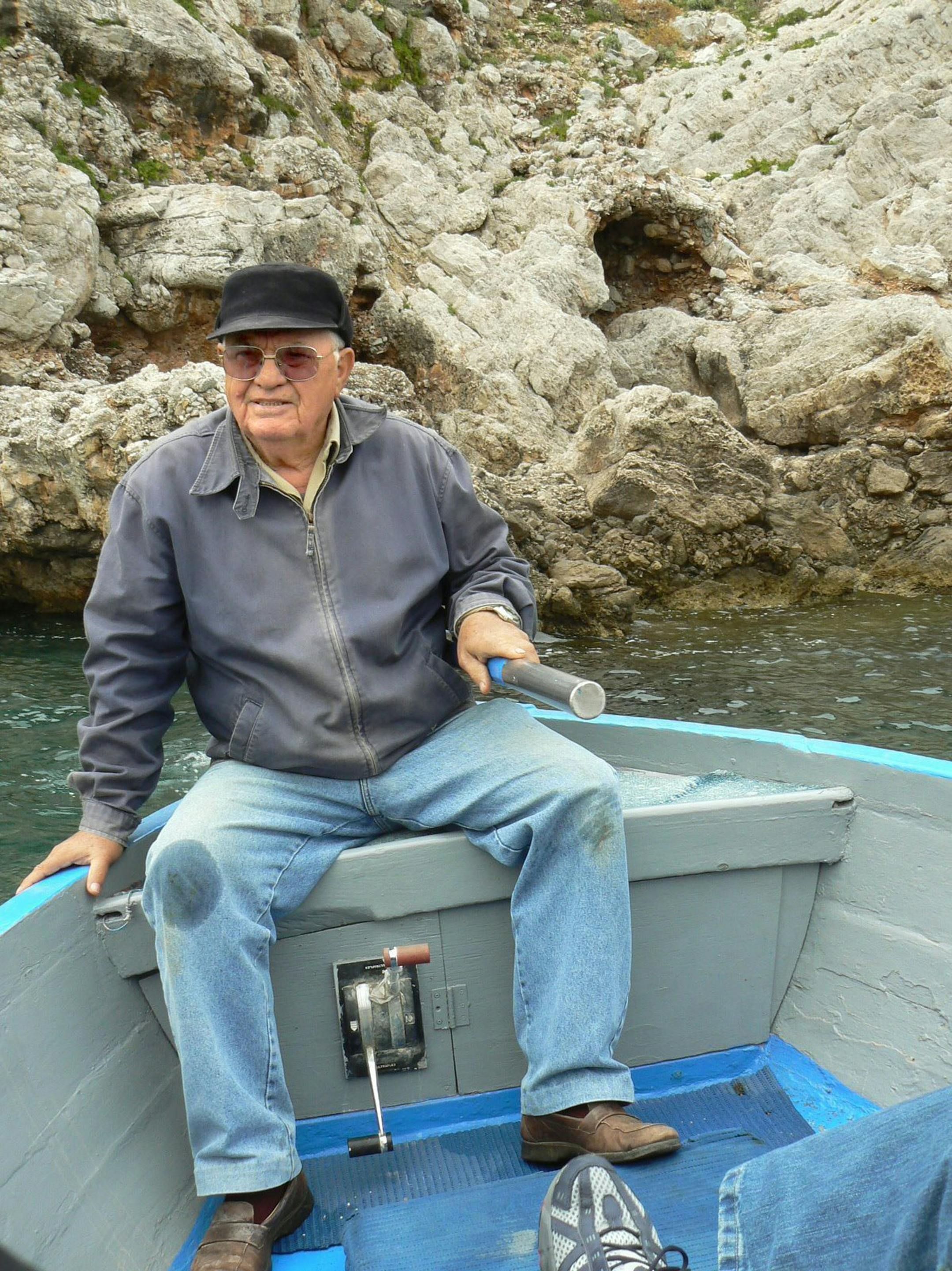 Our guide Giuseppe Messina is pictured on his boat off the coast of Sicily, Italy.