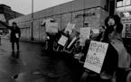 November 3, 1989 A dozen or so disabled persons demonstrated in front of the Greyhound Bus station. They were protesting Greyhounds opposition to the 