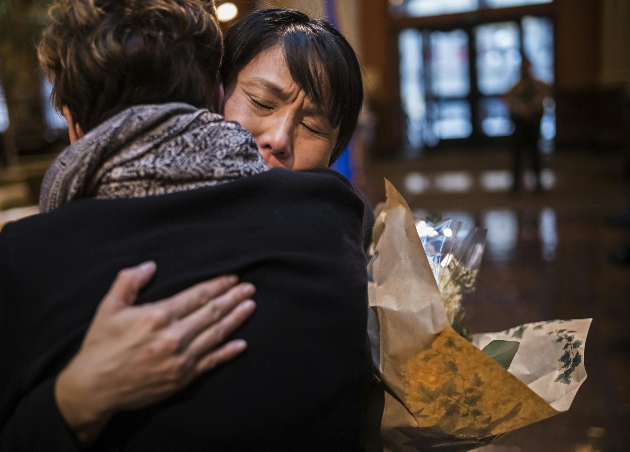 Judge to be Sophia Vuelo gave a hug to Kathi Donnelly-Cohen. Her late husband Judge Larry Cohen was a mentor to Vuelo and encouraged her to become a judge someday. He had said to her, "our community needs you."