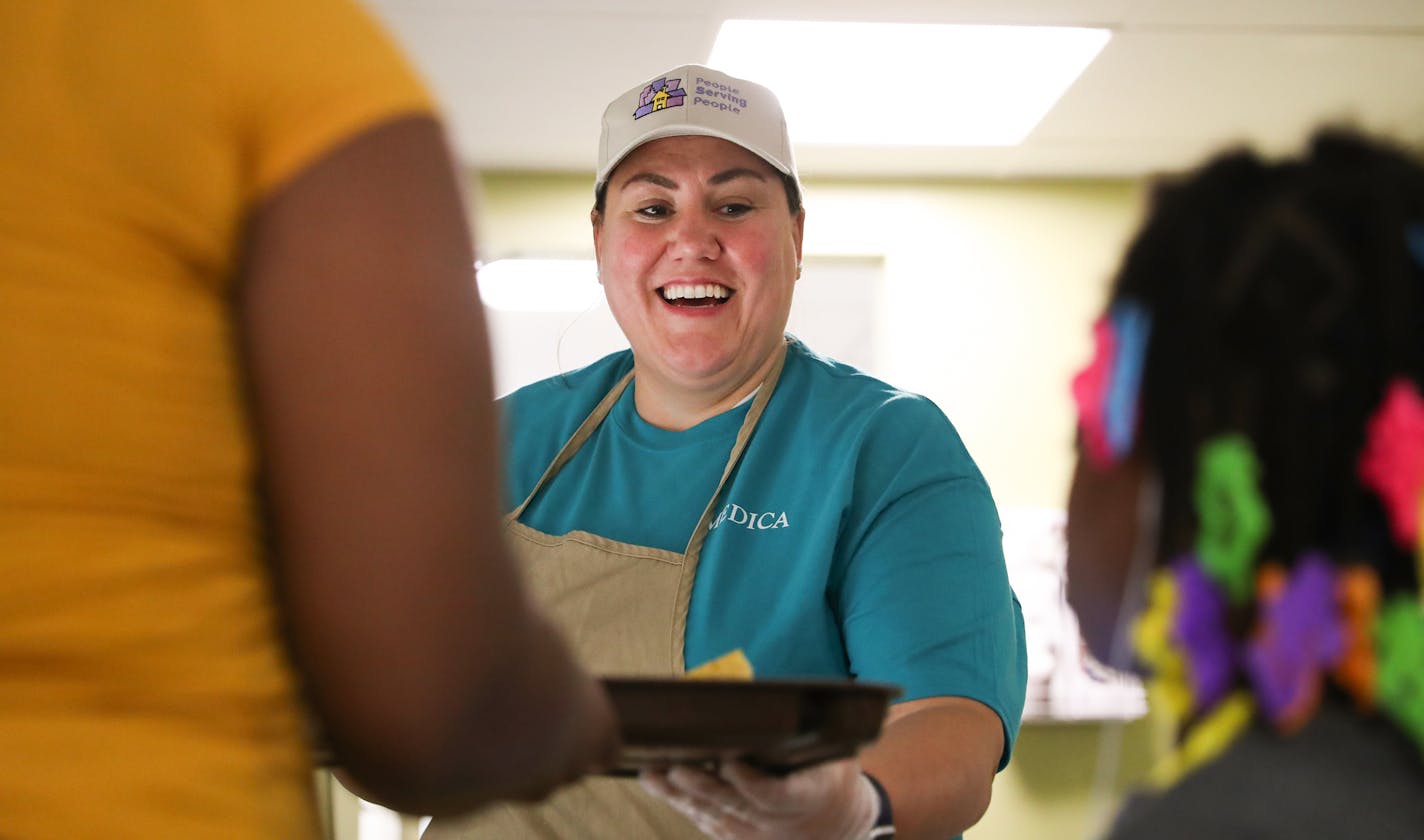 Natasha Farhat celebrated her fifth year anniversary as a volunteer at People Serving People on Thursday, April 4, 2019. ] Shari L. Gross &#x2022; shari.gross@startribune.com Medica employee Natasha Farhat will be serving dinner tonight at People Serving People thanks to the fact she can use VTO (volunteer paid time off). Medica gives its employees 16 hours of PTO a year specifically to use toward volunteering. Workplaces across Minnesota do volunteer events, but some corporations are taking it