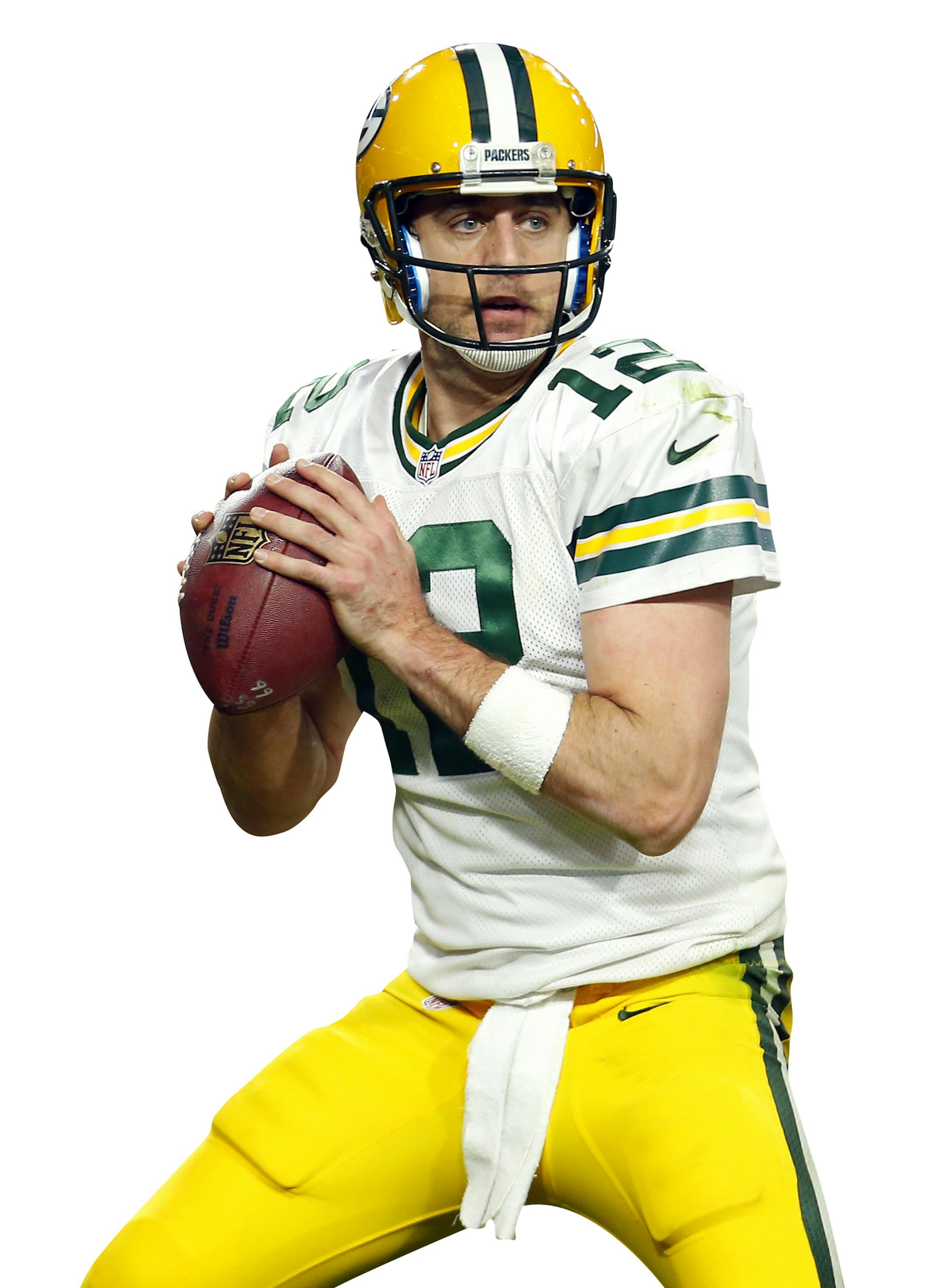 Green Bay Packers quarterback Aaron Rodgers (12) looks to throw a pass against the Arizona Cardinals during an NFL football game, Sunday, Dec. 27, 2015, in Glendale, Ariz. (Jeff Haynes/AP Images for Panini) ORG XMIT: 20151227_166.JPG