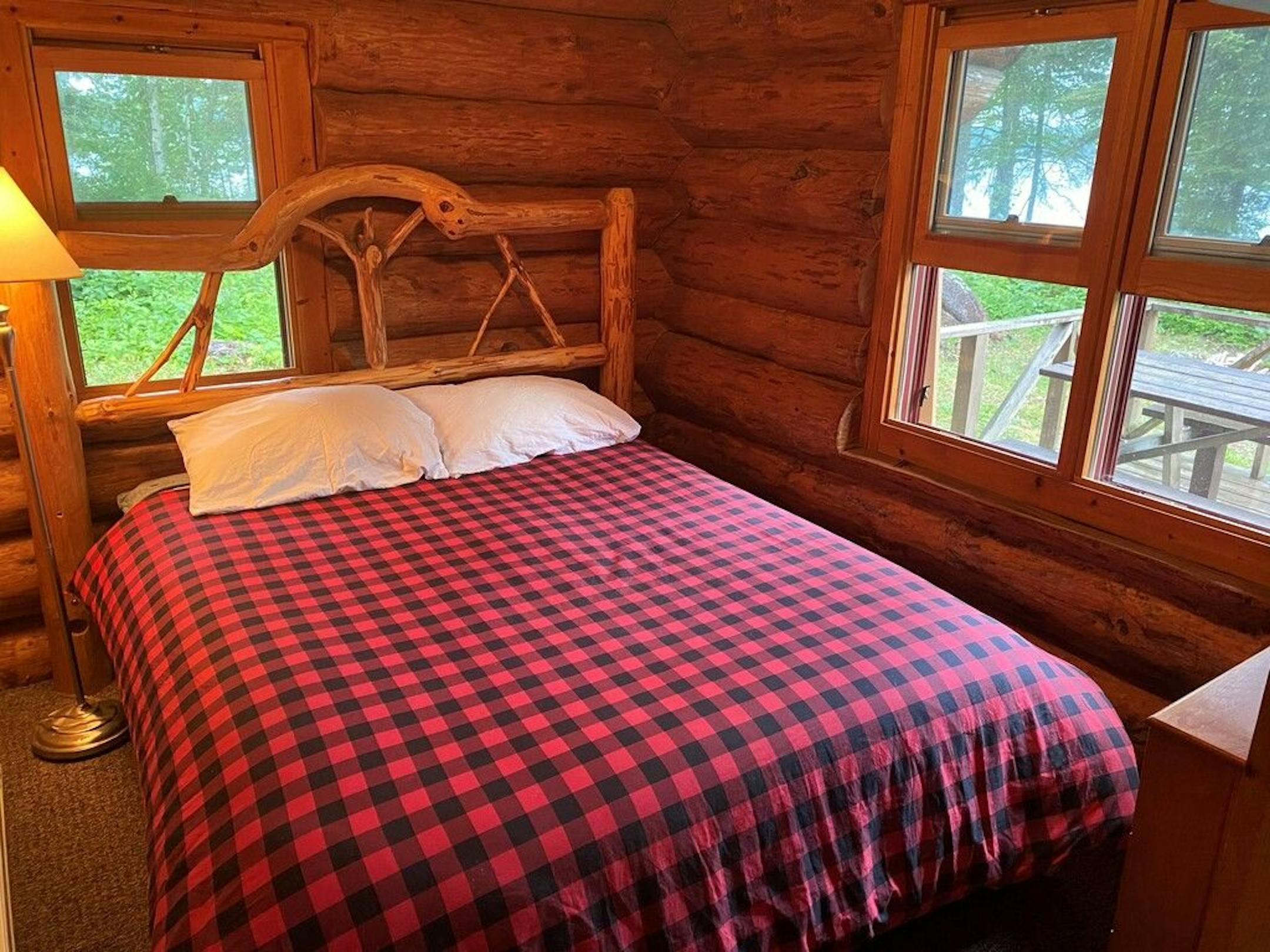 A bedroom, one of two in the cabin.