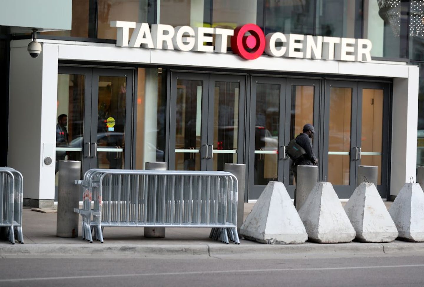 Temporary police barriers are stacked outside the Target Center Wednesday, Oct. 9, 2019, in Minneapolis, MN. On Thursday President Donald Trump will hold a rally at the Target Center where traffic jams could rival those of the 2018 Super Bowl and the 2019 Final Four.