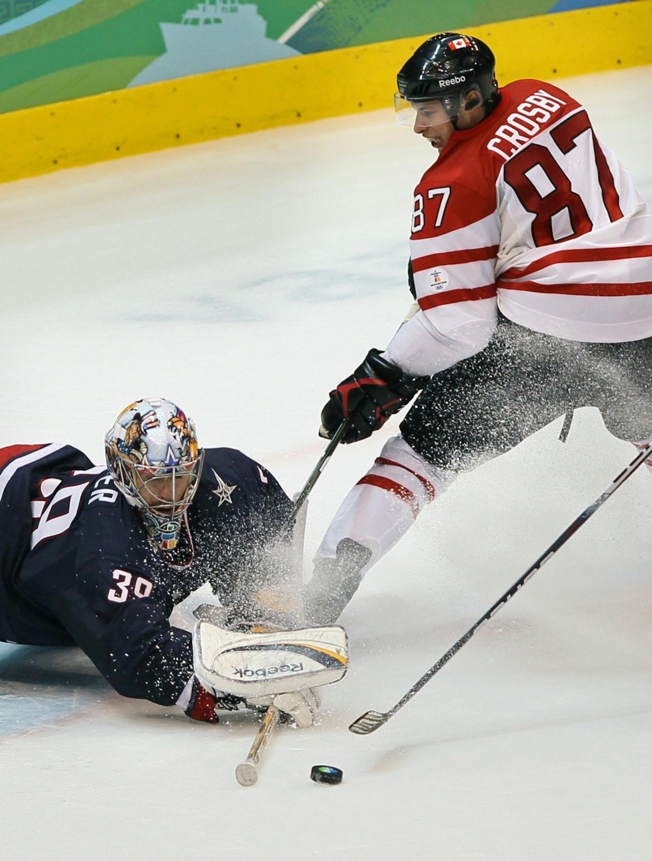 Canada's Sidney Crosby (87), who scored the game-winning goal in the gold medal game against the United States, was one of five former Shattuck-St. Mary's hockey players competing in the Olympics.