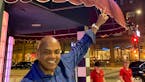 Charles Barkley outside of J.D. Hoyt's Supper Club in Minneapolis.