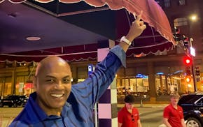 Charles Barkley outside of J.D. Hoyt's Supper Club in Minneapolis.