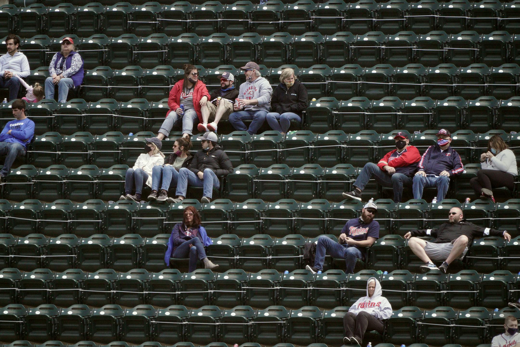 Minnesota Twins fans during a game against the Texas Rangers on Thursday, May 6, 2021 at Target Field in Minneapolis, Minnesota. (Brian Peterson/Minneapolis Star Tribune/TNS) ORG XMIT: 15657517W