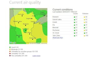 Air conditions in Minnesota as of early Monday afternoon.