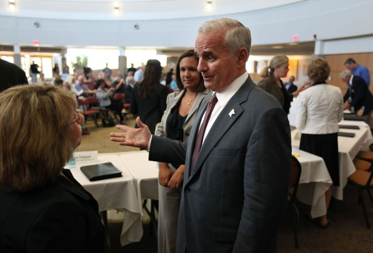 Dayton talked with Peggy Kennedy of Minnesota State Community and Technical College, which hosted his roundtable forum.