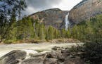 Lisa Novak, Plymouth MN Ph 763-300-6109 Photo was taken at Takakkaw Falls in Yoho National Park, British Columbia, Canada and shows the falls in the b