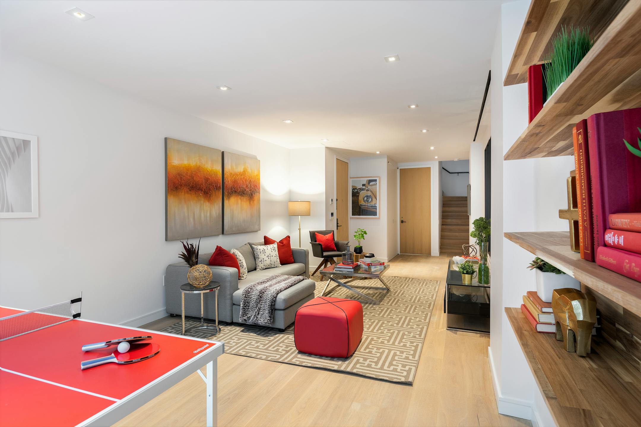 A bright, cheery recreational room is created in a basement with few windows. (Handout/TNS)