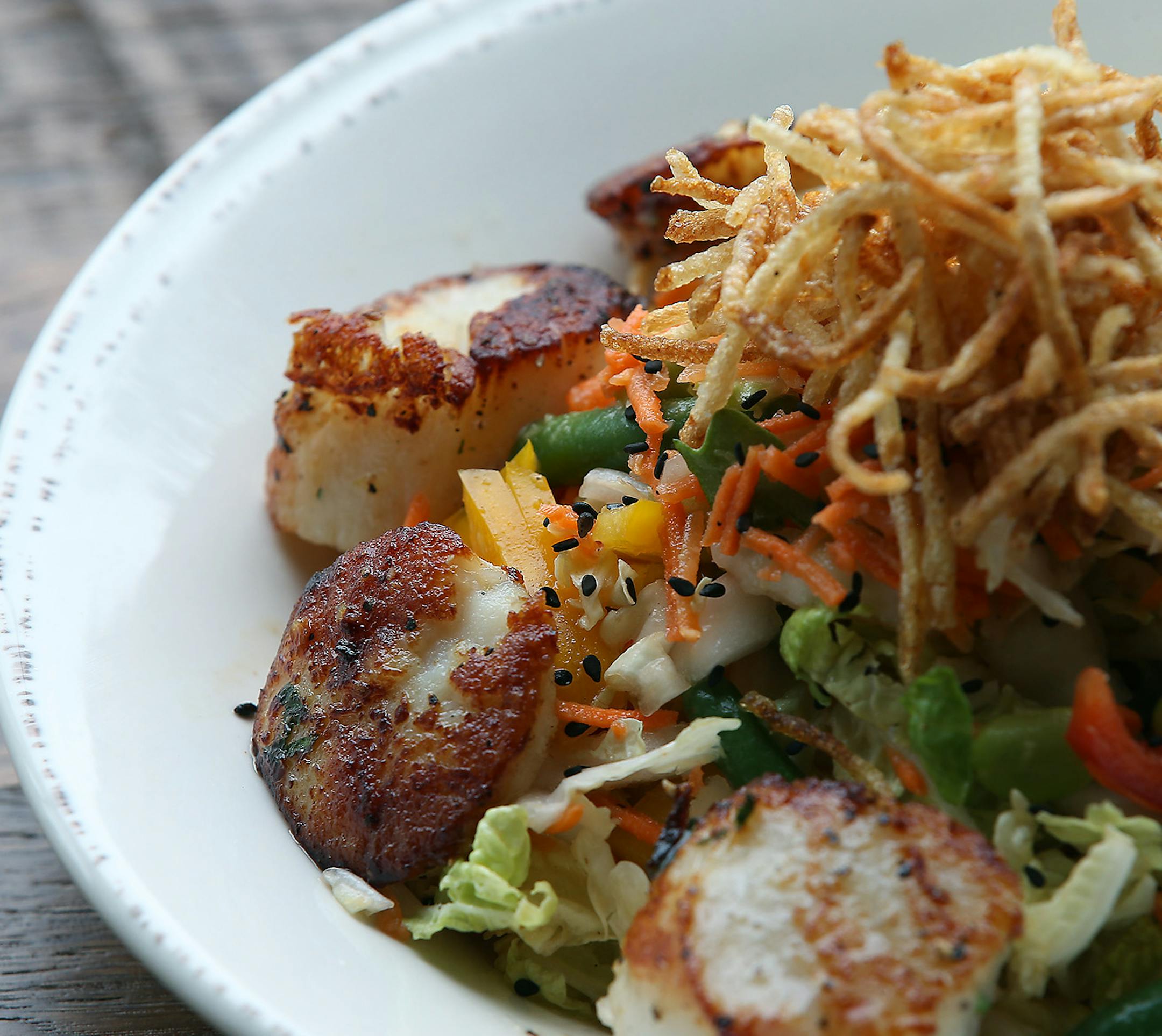 The scallops salad at Agra Culture in Edina, MN, Monday, August 4, 2014. ] (ELIZABETH FLORES/STAR TRIBUNE) ELIZABETH FLORES • eflores@startribune.com