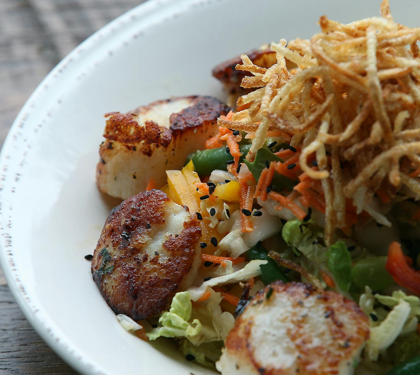 The scallops salad at Agra Culture in Edina, MN, Monday, August 4, 2014. ] (ELIZABETH FLORES/STAR TRIBUNE) ELIZABETH FLORES &#x2022; eflores@startribune.com