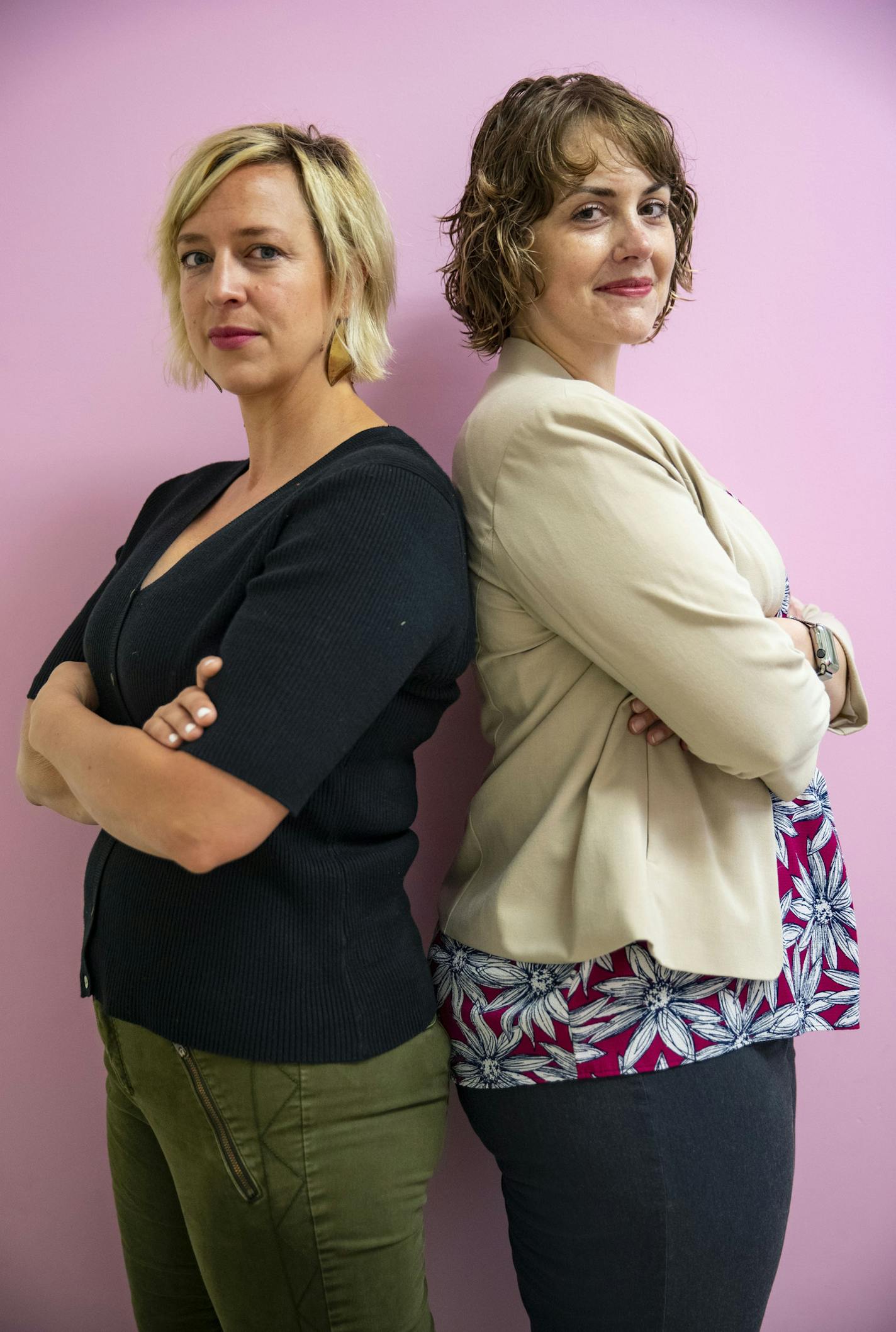 (Left) Ruth Rosengren and Jamie Price Anderson posed for a portrait in their office space in "Cowork". Rosengren moved from St. Paul because her husband found work in town. Price Anderson is originally from Pennsylvania and then moved to Denver, CO before moving to Fergus Falls, MN to be closer to family. Rosengren was her first and closest friend.]
ALEX KORMANN &#x2022; alex.kormann@startribune.com There has been a recent trend in Minnesota where people in their 30s and 40s are moving from the