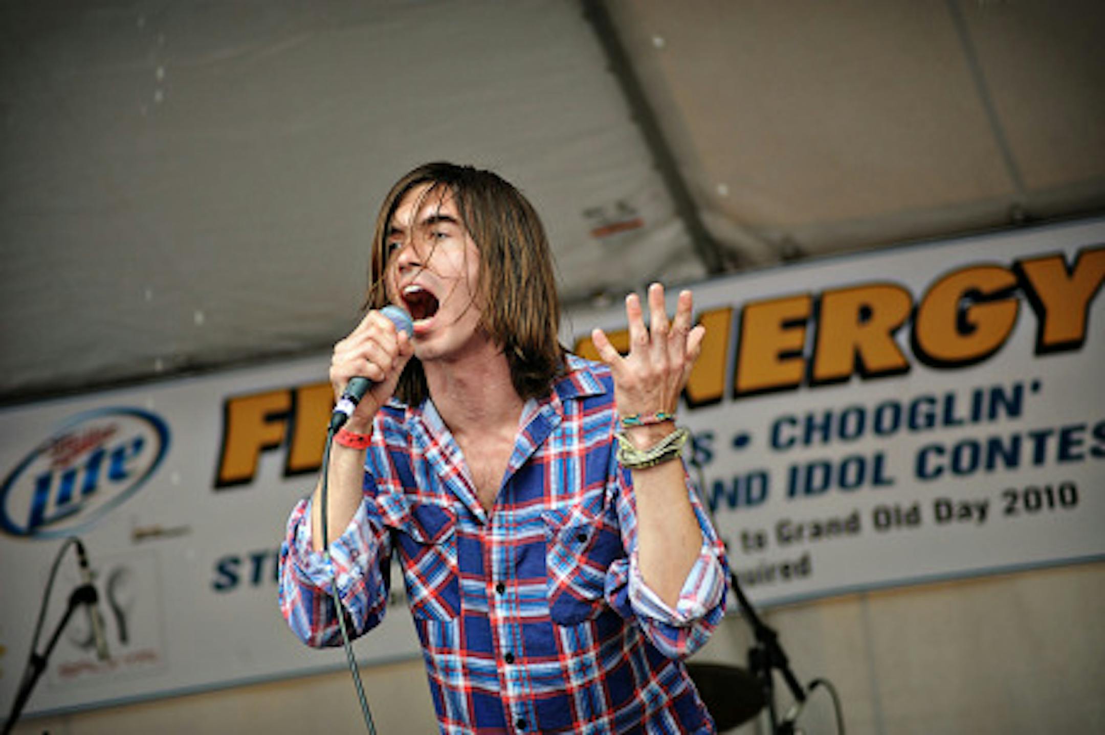 Paul Sprangers and the rest of Free Energy were a hit at Grand Old Day last summer, their biggest local gig prior to tonight's Current 89.3 party. / Photo by Leslie Plesser