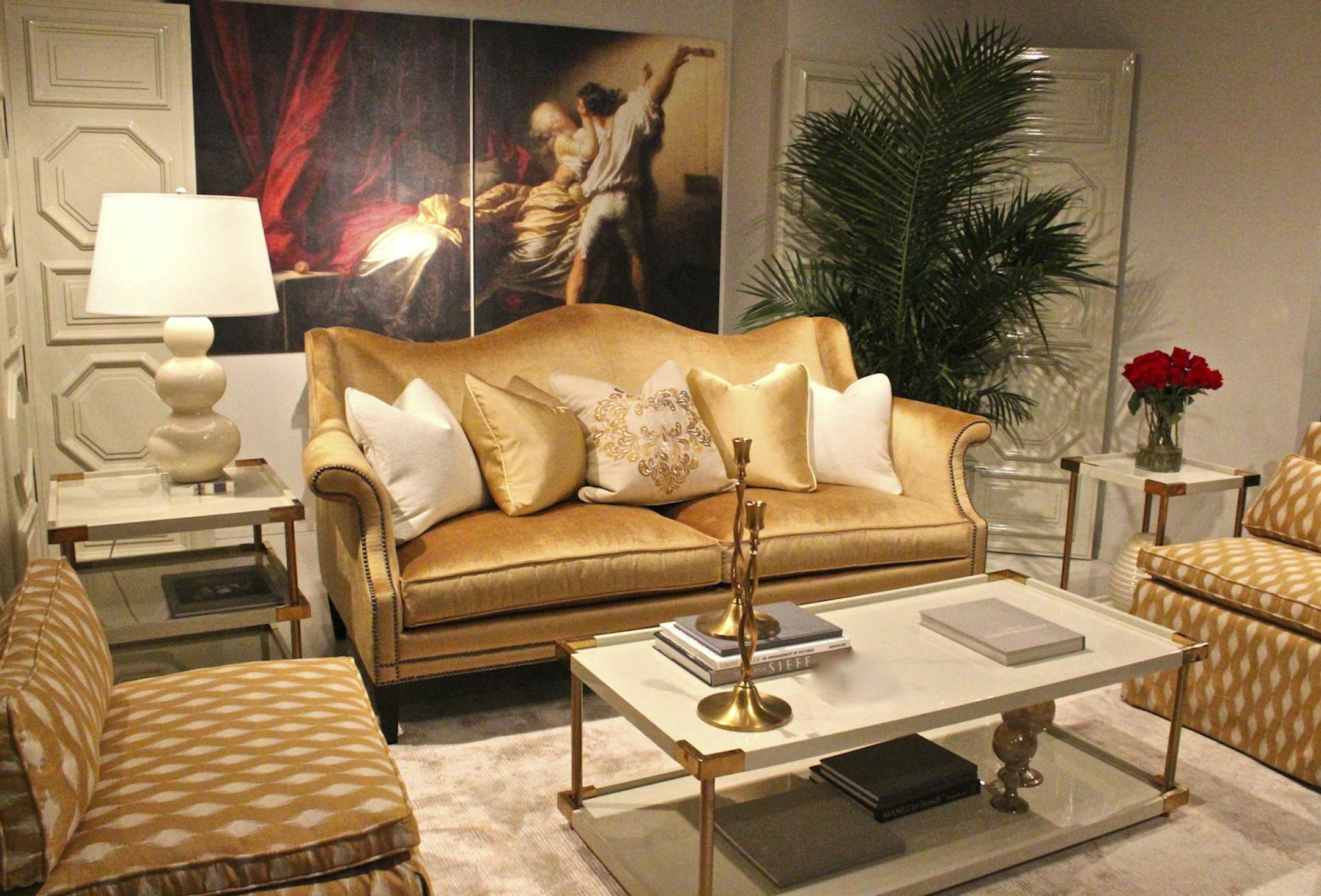 SH13A200HIGHPOINTGOLDEN Jan. 28, 2013 -- A grouping in gold tones by Bernhardt. (SHNS photo by Patricia Sheridan / Pittsburgh Post-Gazette)