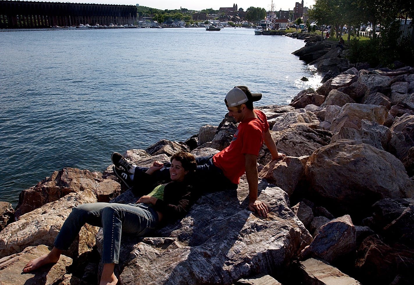 Relaxing at Mattson Lower Harbor Park in Marquette.